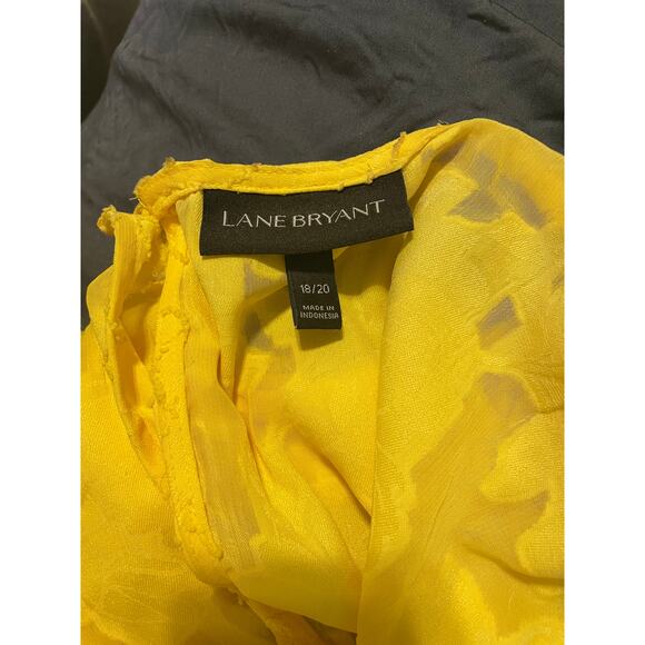 Lane Bryant Yellow Pleated Maxi Dress 18/20 Tie Waist Cap Sleeve Plus Size - Picture 6 of 7